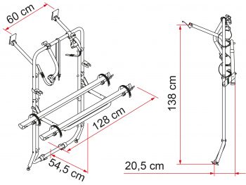 PORTABICICLETAS CARRY BIKE MERCEDES VITO VIANO 02093A05A DIMENSIONES