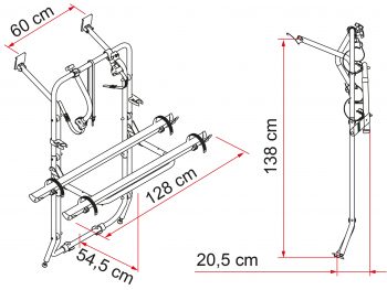 PORTABICICLETAS CARRY BIKE MERCEDES VITO VIANO 02093A05A DIMENSIONES