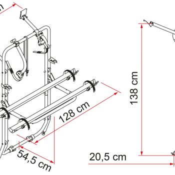 PORTABICICLETAS CARRY BIKE MERCEDES VITO VIANO 02093A05A DIMENSIONES