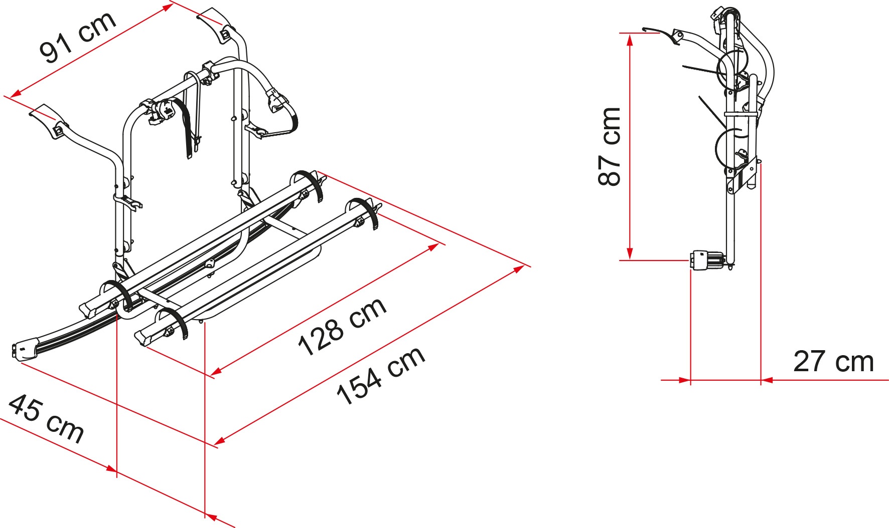 Portabicis Fiamma Carry Bike Ford Custom Black 02094B07A dimensiones