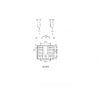 Rele sin enclavamiento Finder 62 Series DPDT bobina 230V ac Enchufable 245 2396