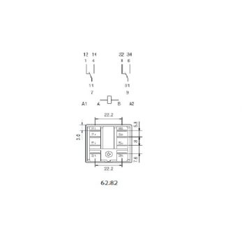 Rele sin enclavamiento Finder 62 Series DPDT bobina 230V ac Enchufable 245 2396