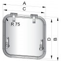 Escotilla de ventilación Planus tipo 3421 de 340x210 mm PLA34L dimensiones