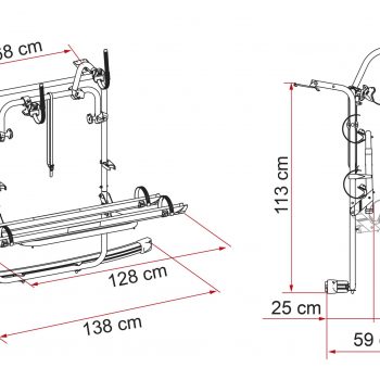 Portabicicletas Fiamma Carry Bike VW Caddy 02094 24A dimensiones