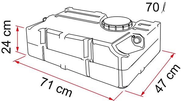 DEPOSITO AGUA FIAMMA TANK 70 LITROS para autocaravanas y furgonetas camper