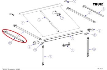 Extensible Rafter brazo izquierdo para toldo Thule 1200
