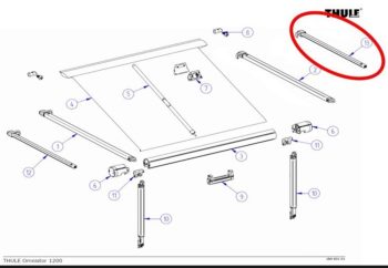 Extensible Rafter brazo derecho para toldo Thule 1200