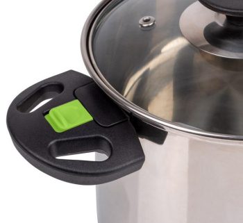 Juego de ollas de acero inoxidable 3 uds. con asas plegables y tapa de cristal - Imagen 4