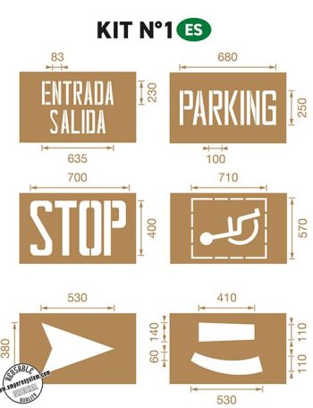 Kit 6 Plantillas señalización parking