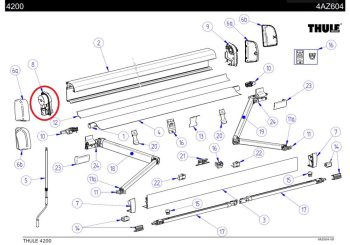 Recambio Base con molinete izq. toldo Thule 4200 Anonizado