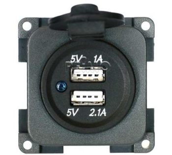 Toma 2 USB encastrar 5V / 1A + 2,1A con tapa